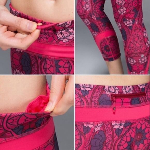 Lululemon Run Inspire Crop Legging Prisma Guava Lava Rose Print - Picture 11 of 11
